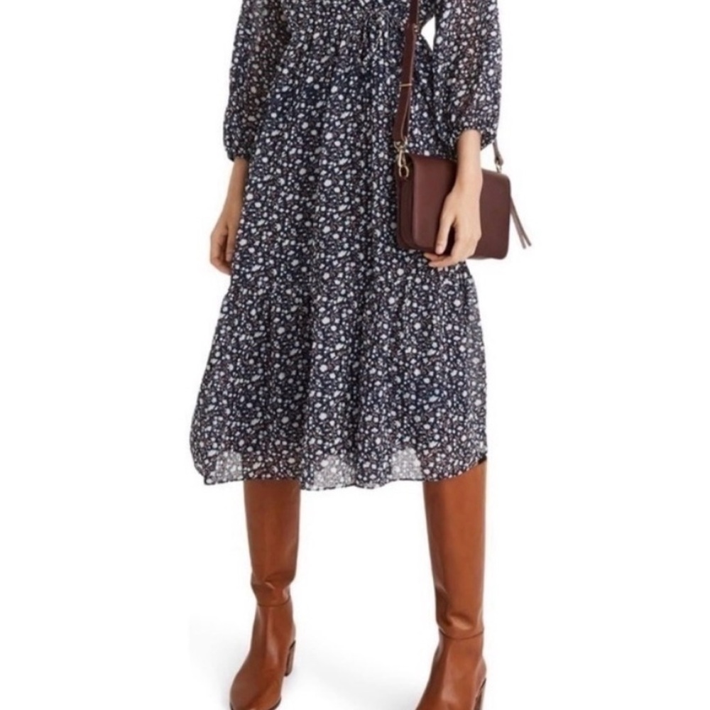 Madewell Tie-Waist Midi Dress in Harvest Vine NWT